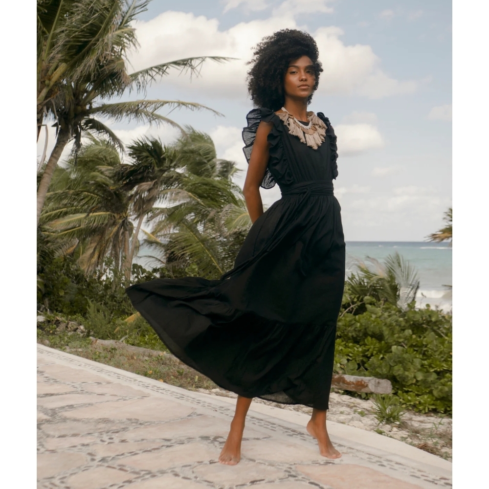 Wanderlust Black Ruffle Maxi Dress - Picture 4 of 12
